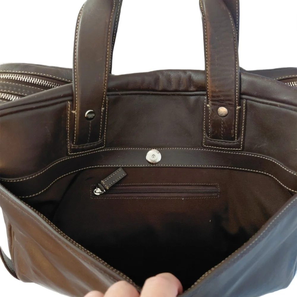 COACH Brown Leather Briefcase Computer Bag Business Travel Tote